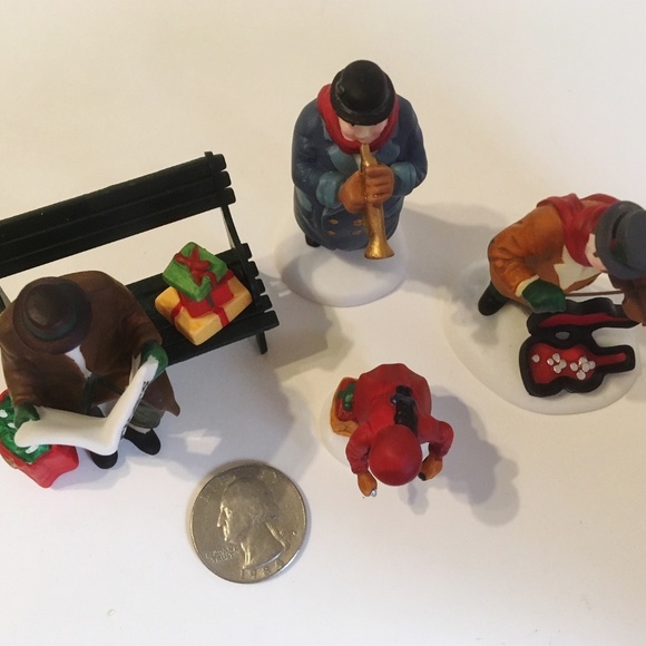 Heritage Village Collection 4 Pc Rest Ye Merry Gentleman Street Musician Dept 56 - Picture 7 of 8